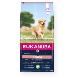 Eukanuba Senior L/XL visavertis pašaras senyviems didelių veislių šunims su ėriena ir ryžiais