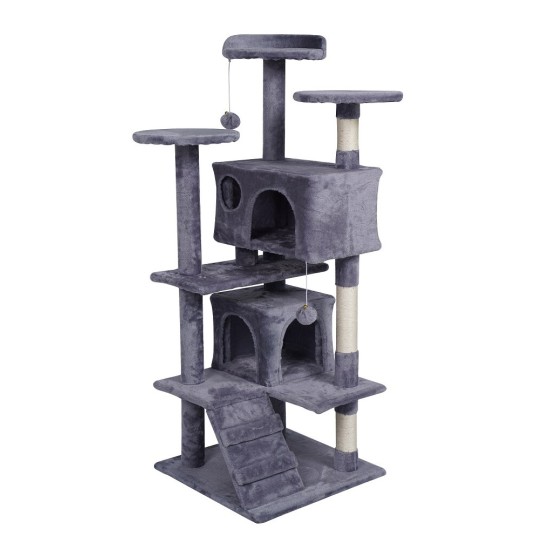 KATIDO Kačių draskyklė su nameliais, pilkai mėlyna