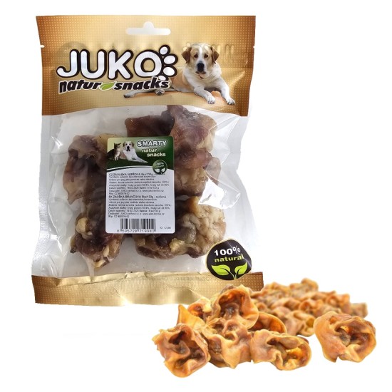 Skanėstai šunims JUKO dried pork belly vidinės kiaulės ausų dalys, 5 vnt Skanėstai šunims JUKO dried pork belly vidinės kiaulės ausų dalys, 5 vnt