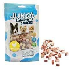 Skanėstai šunims  JUKO Snacks Chicken, Liver & Fish Cubes su vištiena, kepenėlėmis ir menke, 70 g Skanėstai šunims  JUKO Snacks Chicken, Liver & Fish Cubes su vištiena, kepenėlėmis ir menke, 70 g