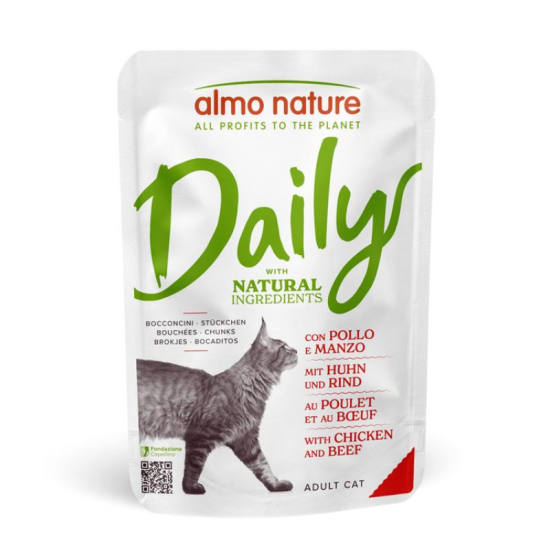 Almo Nature Daily Cat Pouch with Chicken and Beef 70g su vištiena ir jautiena