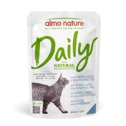Almo Nature Daily Cat Pouch with Code and Shrimps 70g su menke ir krevetėmis