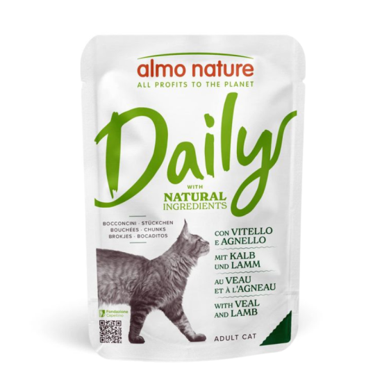 Almo Nature Daily Cat Pouch with Veal and Lamb 70g su veršiena ir ėriena