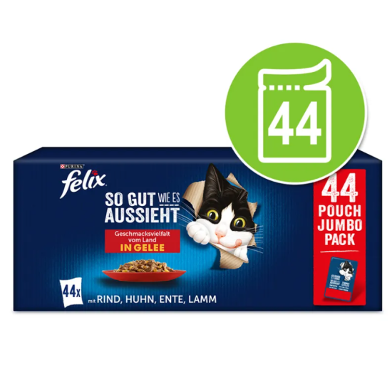 Felix Fantastic Mix of Flavors Jelly 85g X 44 (vištiena, jautiena, antiena, ėriena)