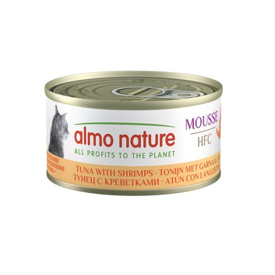 Almo Nature HFC Mousse Tuna with Shrimps putėsiai katėms su tunu ir krevetėmis