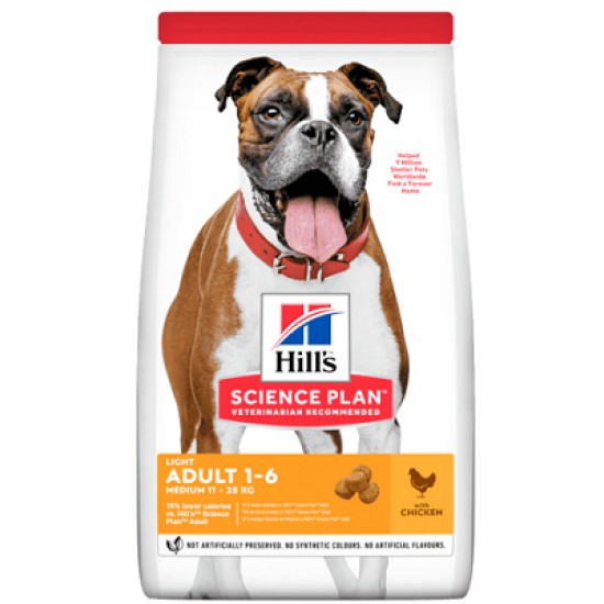 Hill's Science Plan Light Medium Adult sausas pašaras šunims Hill's Science Plan Light Medium Adult sausas pašaras šunims
