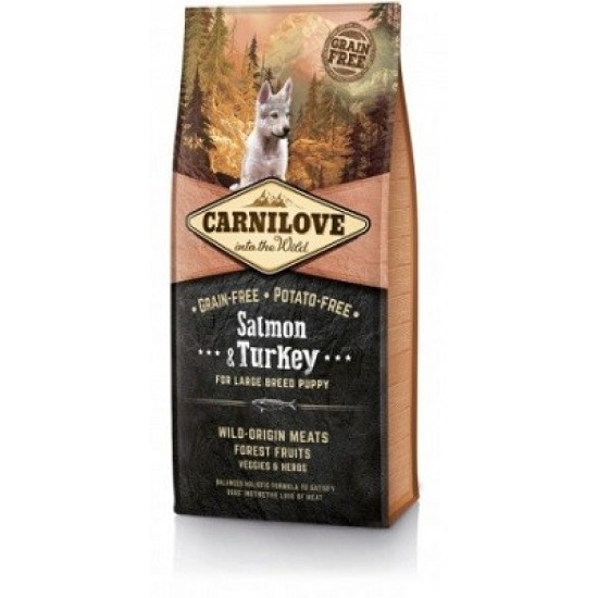 Carnilove SALMON & TURKEY puppy large breed sausas pašaras didelių veislių šunims iki 1 metų