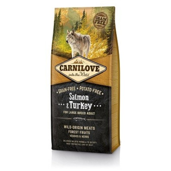 Carnilove Salmon & Turkey Adult Large Breed sausas pašaras didelių veislių šunims