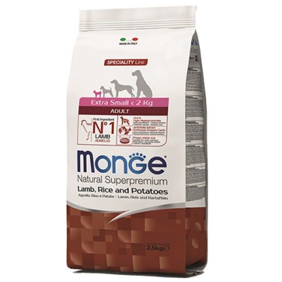 Monge Extra Small Adult sausas maistas šunims su ėriena