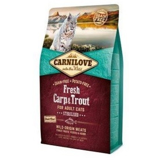Carnilove Fresh Carp&Trout Sterilised sausas maistas katėms Carnilove Fresh Carp&Trout Sterilised sausas maistas katėms