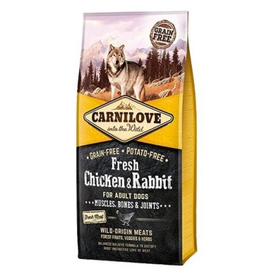 Carnilove Fresh Chicken&Rabbit for Adult sausas maistas šunims