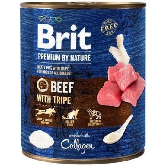 Brit Premium by Nature mėsos paštetas su jautiena ir žarnokais šunims