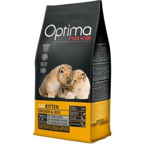 Sausas jaunų kačių maistas Optima Nova Kitten Chicken & Rice su vištiena ir ryžiais