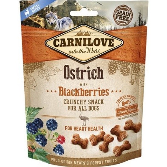 Carnilove Ostrich with Blackberries with fresh meat skanėstas šunims