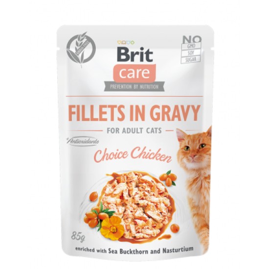 Brit Care Cat Fillets in Gravy Choice Chicken konservai katėms su vištiena