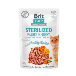 Brit Care Cat Sterilized Fillets in Gravy Healthy Rabbit konservai sterilizuotoms katėms su triušiena
