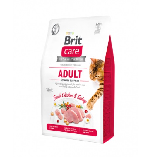 Brit Care Cat Adult Activity Support begrūdis sausas maistas aktyvioms katėms 