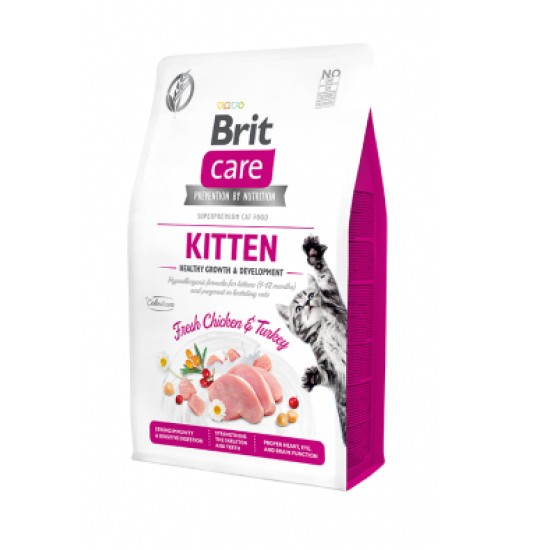 Brit Care Cat Kitten Healthy Growth begrūdis sausas maistas kačiukams iki 1 metų 