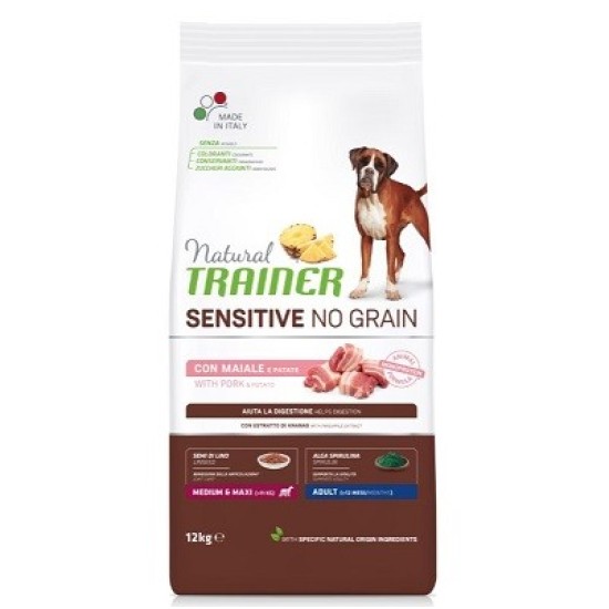 Natural Trainer DOG SENS. NO GRAIN AD. M/M kiauliena sausas pašaras šunims