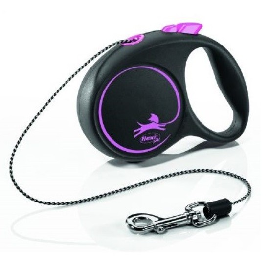 FLEXI BLACK DESIGN virvelinis pavadėlis XS, iki 8 kg, 3 m, Rožinis