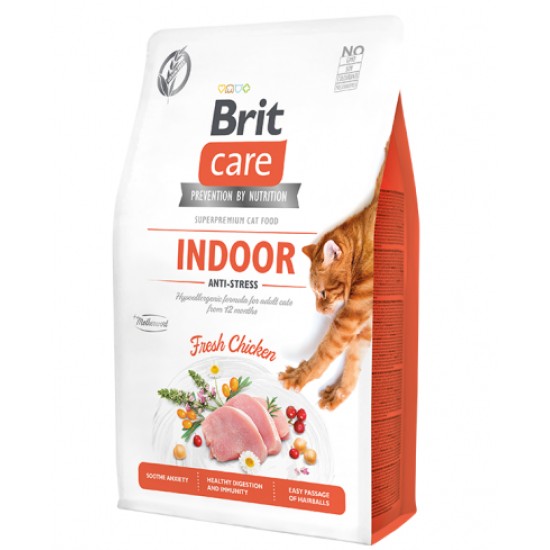 Brit Care Cat GF  Indoor Anti-stress sausas pašaras katėms 