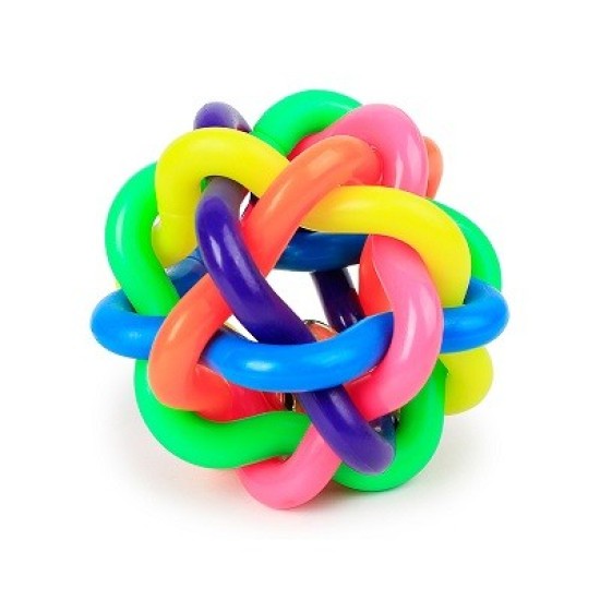 Toys žaislas šuniui spalvotas guminis kamuolys 7cm su varpeliu - 1 vnt.