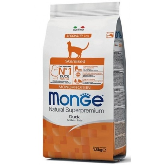 Monge superpremium Monoprotein duck sausas pašaras sterilizuotoms katėms Monge superpremium Monoprotein duck sausas pašaras sterilizuotoms katėms