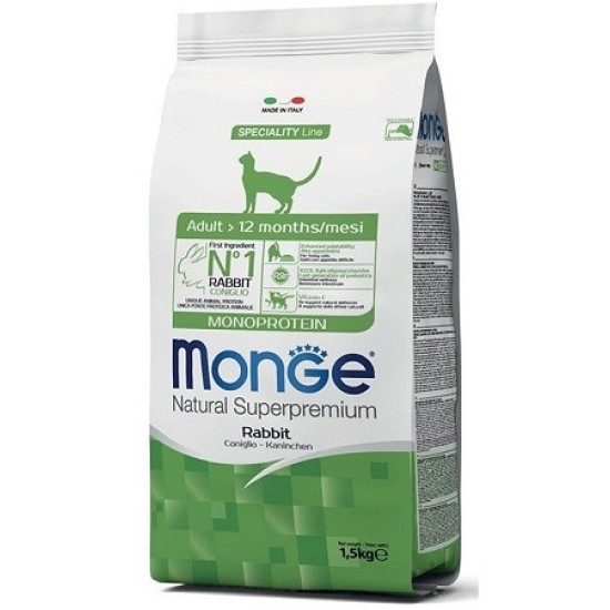 MONGE natural superpremium Monoprotein Rabbit sausas pašaras katėms MONGE natural superpremium Monoprotein Rabbit sausas pašaras katėms