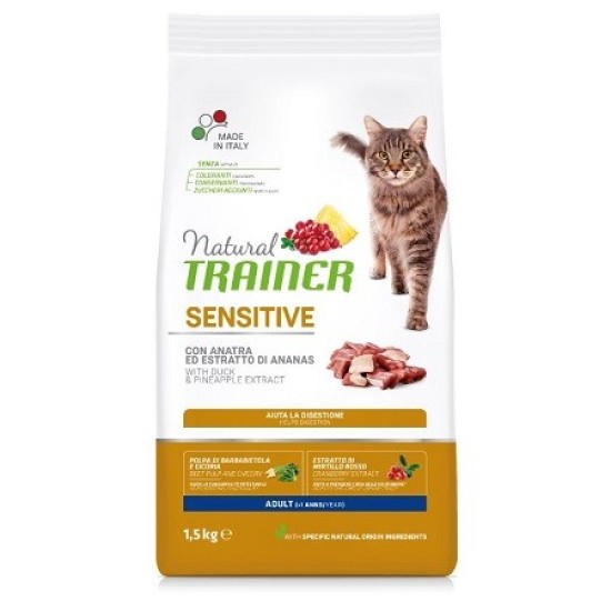 NATURAL TRAINER CAT SENSITIVE DUCK Su Antiena - 1.5 kg NATURAL TRAINER CAT SENSITIVE DUCK Su Antiena - 1.5 kg