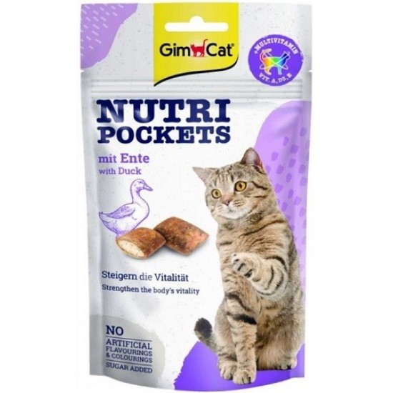 GIMCAT NUTRI POCKETS Duck skanėstai katėms su antiena