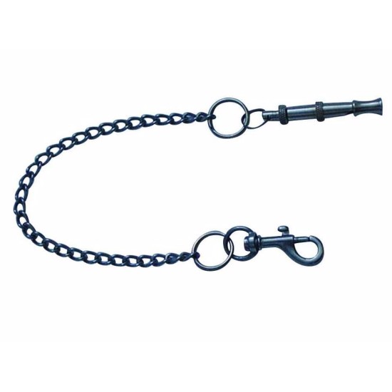 Švilpukas metalinis su grandine ir karabine 6 cm