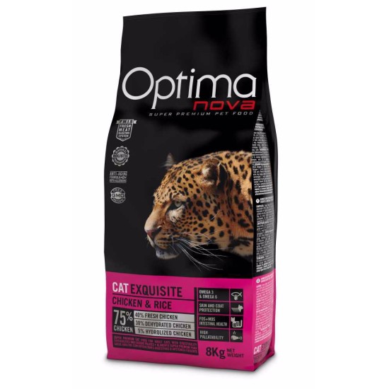 Sausas kačių maistas OPTIMAnova Cat Exquisite su vištiena, 8 kg