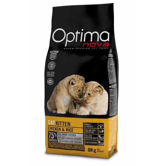 Sausas jaunų kačių maistas OPTIMAnova Cat Kitten su vištiena, 8 kg