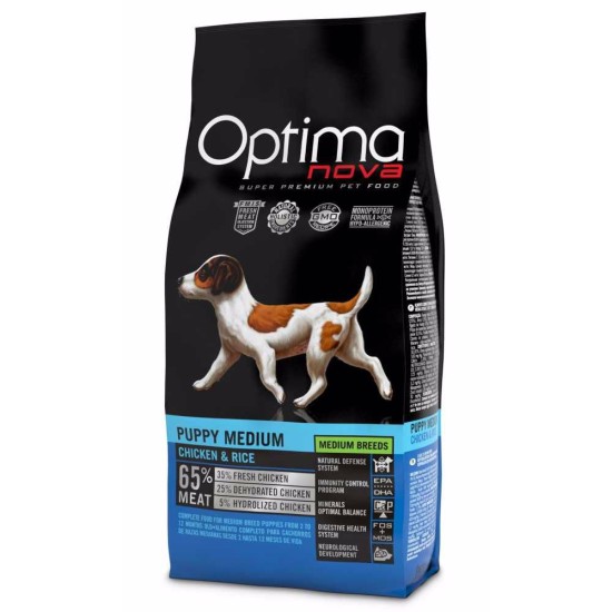 OPTIMAnova šuniukams vidutinis vištiena & ryžiai 2 kg OPTIMAnova šuniukams vidutinis vištiena & ryžiai 2 kg