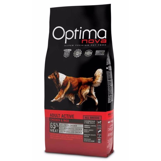 Sausas šunų maistas OPTIMAnova Dog Adult Active aktyviems šunims su vištiena ir ryžiais, 12 kg Sausas šunų maistas OPTIMAnova Dog Adult Active aktyviems šunims su vištiena ir ryžiais, 12 kg