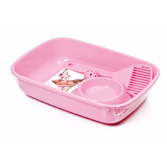 Komplektas tualetas su priedais, rožinis