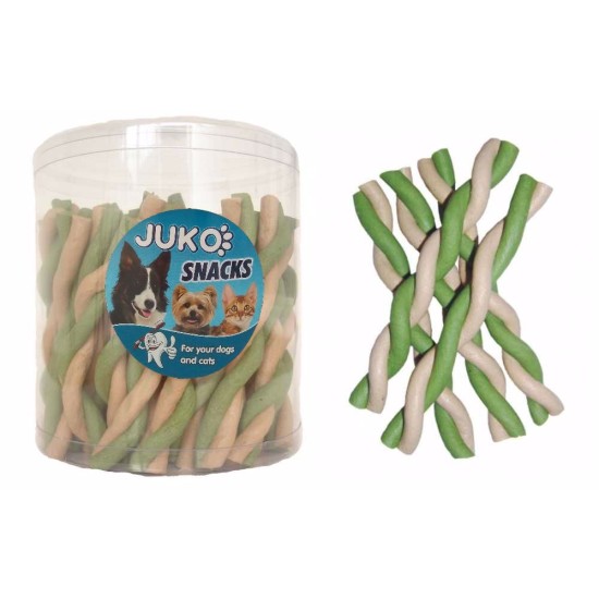 Jerky stick twisted vanilė & mėtinė JUKO Užkandžiai (50 vnt.)