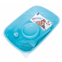 Tualeto komplektas su priedais mėlynas/rožinis 37 x 27 x 8,5 cm