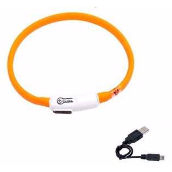 LED apykaklė įkraunama Karlie, oranžinė 35 cm