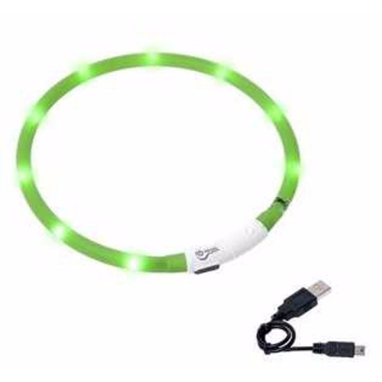 LED apykaklė įkraunama Karlie, žalia 75 cm