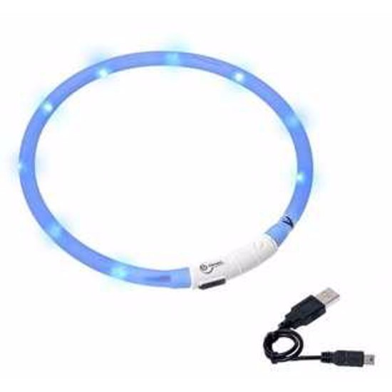 LED apykaklė įkraunama Karlie, mėlyna 75 cm