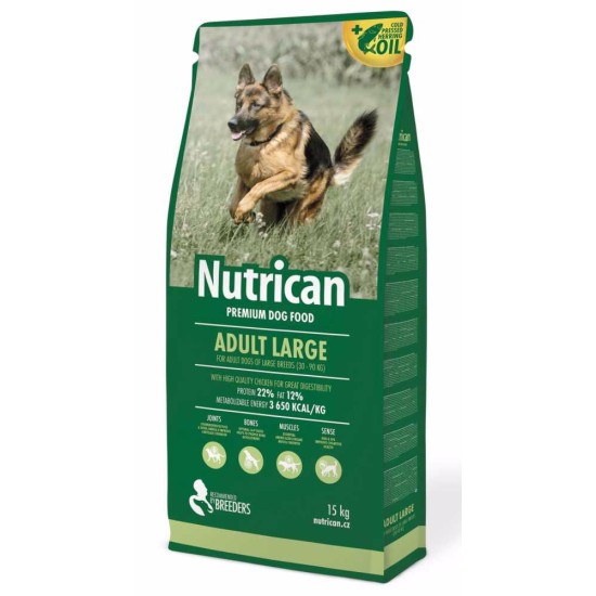 Sausas šunų maistas Nutrican Dog Adult Large su vištiena, 15 kg