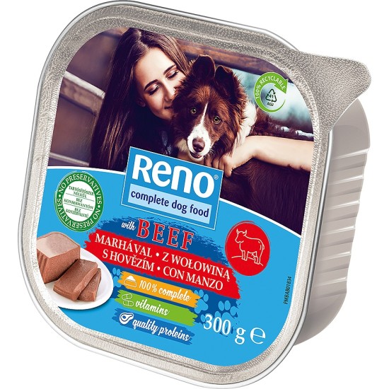 Konservai šunims RENO Dog beef su jautiena, 300 g