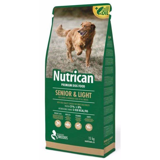 Sausas šunų maistas Nutrican Dog Senior & Light su vištiena, 15 kg