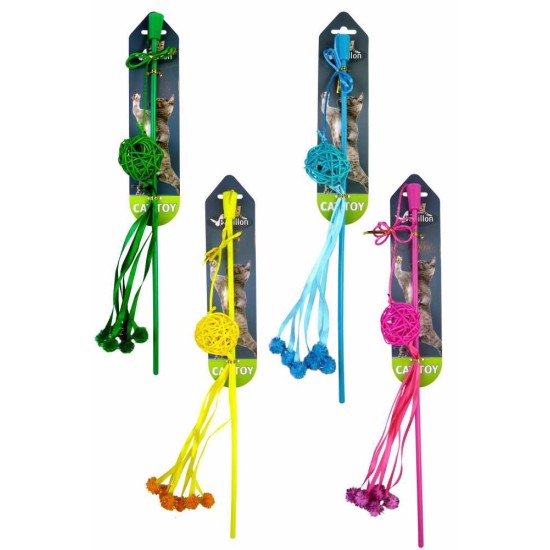 Žaislas katėms - meškerė su kamuoliuku