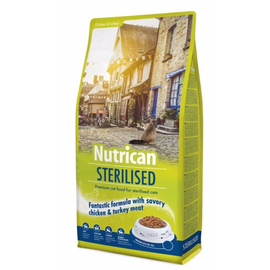 Sausas kačių maistas Nutrican Cat Sterilized su vištiena, 2 kg