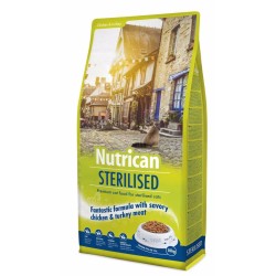 Sausas kačių maistas Nutrican Cat Sterilized su vištiena, 10 kg