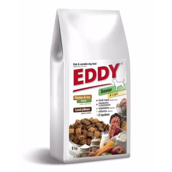Sausas šunų maistas Eddy Dog Senior & Light su ėriena, 8 kg