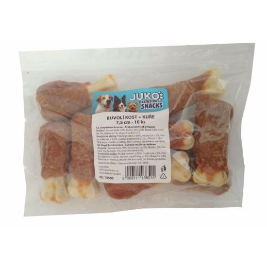Kaulas iš buivolo odos su vištiena mėsa JUKO Užkandžiai 7,5 cm (10 vnt.)