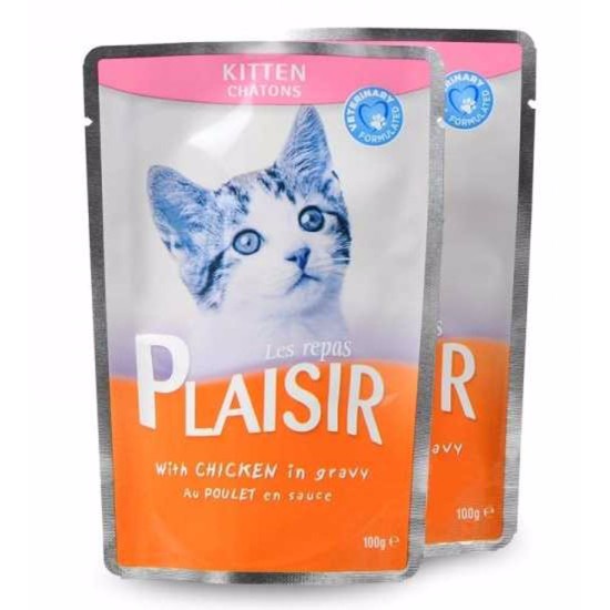 Plaisir cat jauniems kačiukams vištiena padaže maišelis 100 g